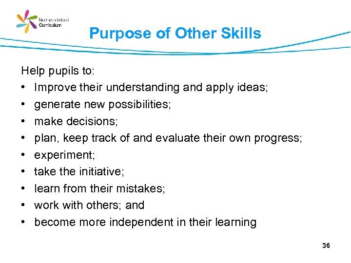 Purpose of Other Skills Help pupils to: • Improve their understanding and apply ideas;