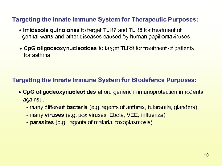 Targeting the Innate Immune System for Therapeutic Purposes: Imidazole quinolones to target TLR 7