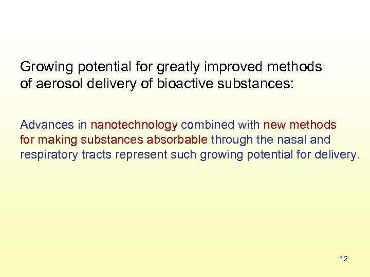 Growing potential for greatly improved methods of aerosol delivery of bioactive substances: Advances in
