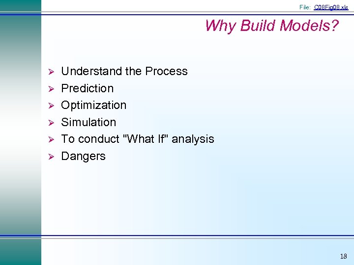 File: C 08 Fig 08. xls Why Build Models? Ø Ø Ø Understand the