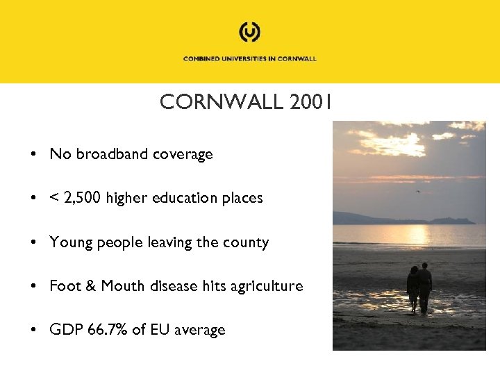 CORNWALL 2001 • No broadband coverage • < 2, 500 higher education places •
