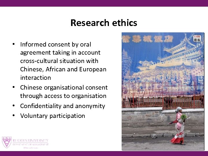 Research ethics • Informed consent by oral agreement taking in account cross-cultural situation with