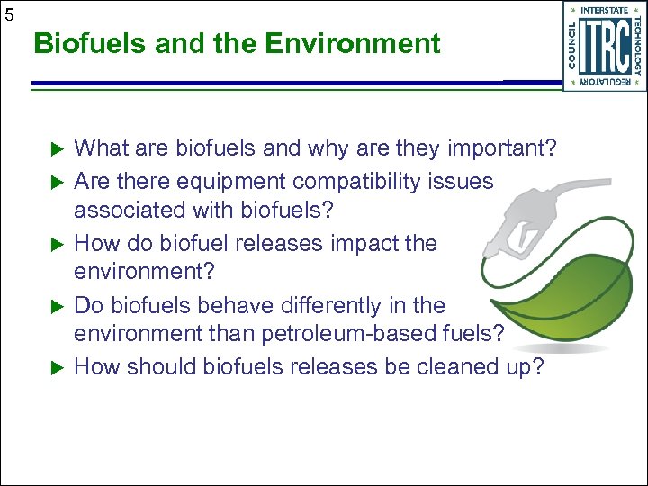 5 Biofuels and the Environment u u u What are biofuels and why are