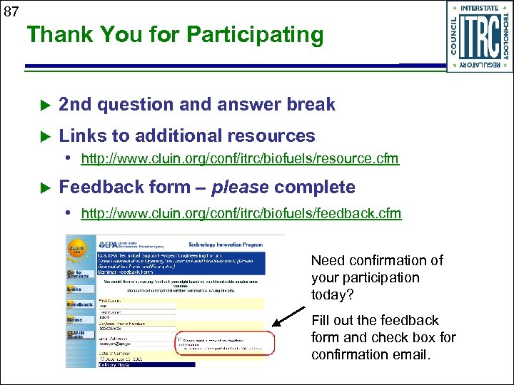 87 Thank You for Participating u 2 nd question and answer break u Links