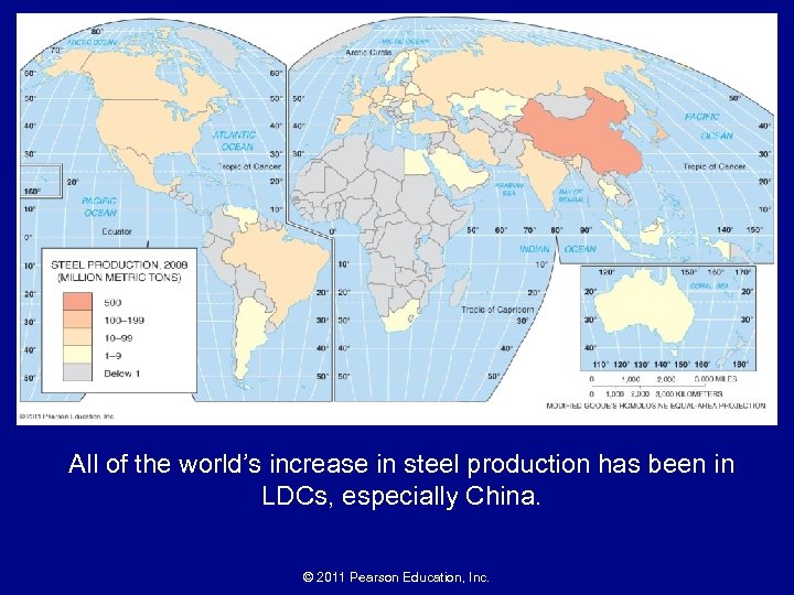 All of the world’s increase in steel production has been in LDCs, especially China.