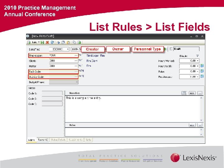 2010 Practice Management Annual Conference List Rules > List Fields 