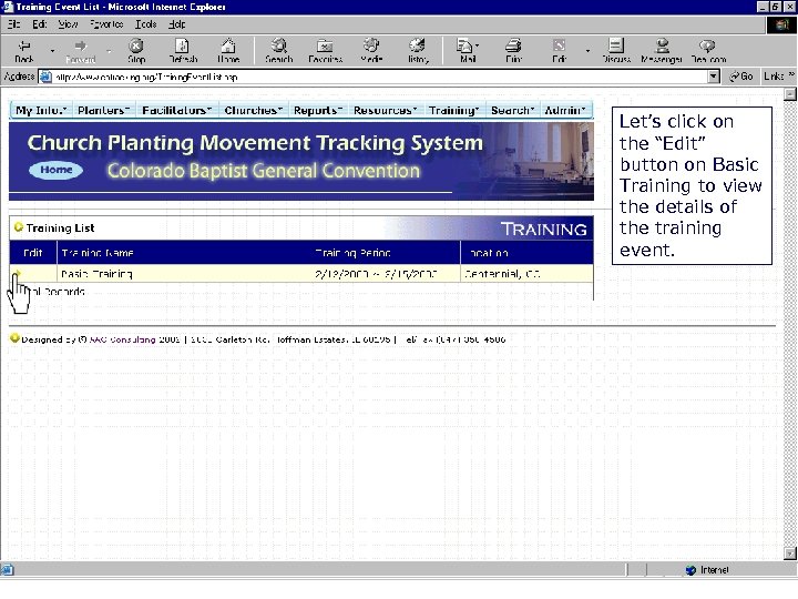 - View Training Events Let’s click on the “Edit” button on Basic Training to