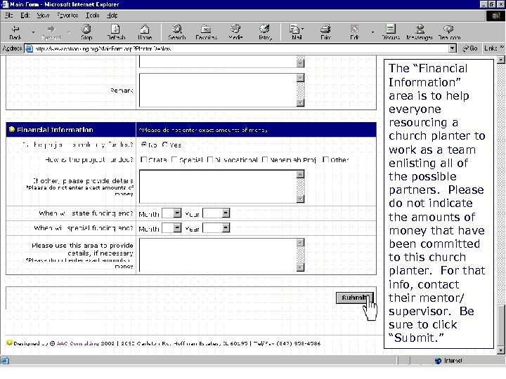 - Financial Information The “Financial Information” area is to help everyone resourcing a church