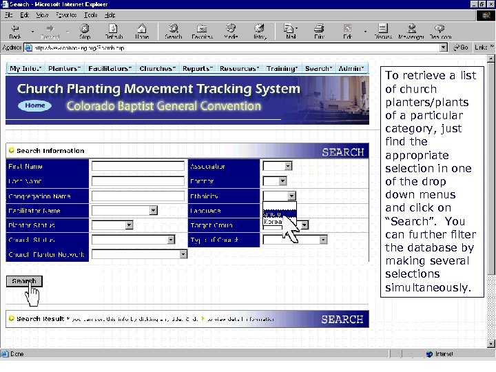 Find a list of church planters/plants To retrieve a list of church planters/plants of