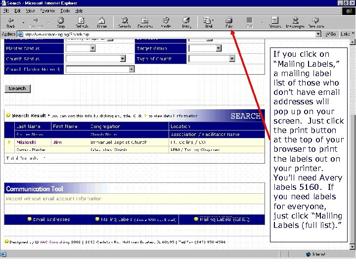 Printing Mailing Labels If you click on “Mailing Labels, ” a mailing label list