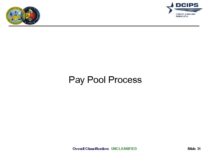Pay Pool Process Overall Classification: UNCLASSIFIED Slide 31 