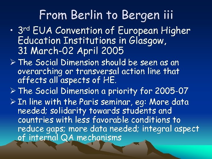 From Berlin to Bergen iii • 3 rd EUA Convention of European Higher Education