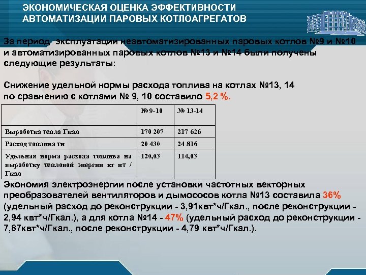 ЭКОНОМИЧЕСКАЯ ОЦЕНКА ЭФФЕКТИВНОСТИ АВТОМАТИЗАЦИИ ПАРОВЫХ КОТЛОАГРЕГАТОВ За период эксплуатации неавтоматизированных паровых котлов № 9