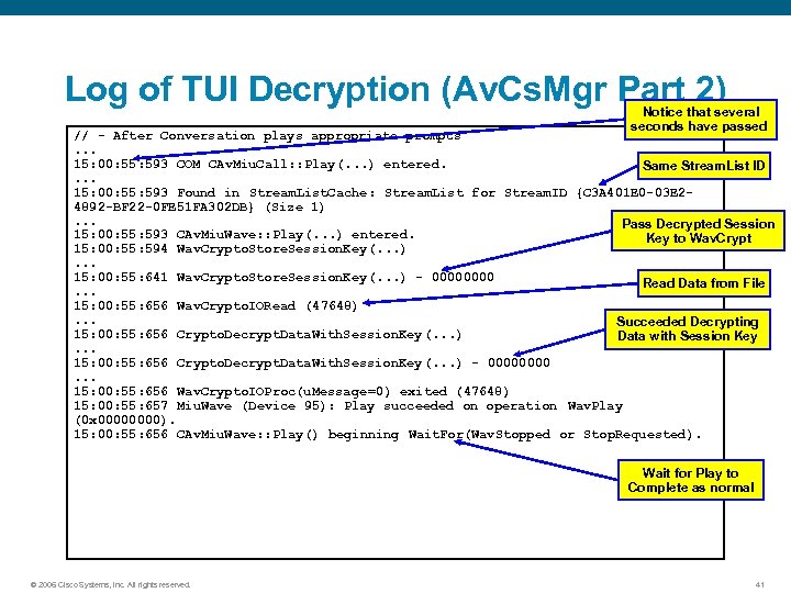 Log of TUI Decryption (Av. Cs. Mgr Part 2) Notice that several seconds have