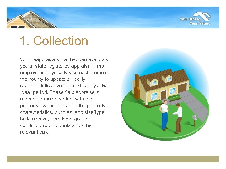 1. Collection With reappraisals that happen every six years, state registered appraisal firms’ employees