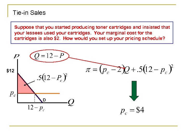 Tie-in Sales Suppose that you started producing toner cartridges and insisted that your lessees