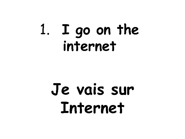 1. I go on the internet Je vais sur Internet 