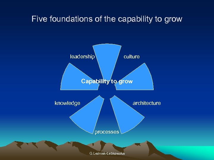 Five foundations of the capability to grow leadership culture Capability to grow knowledge architecture