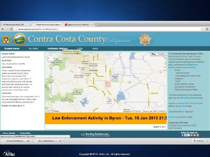 Copyright © 2013. At. Hoc, Inc. All rights reserved. 