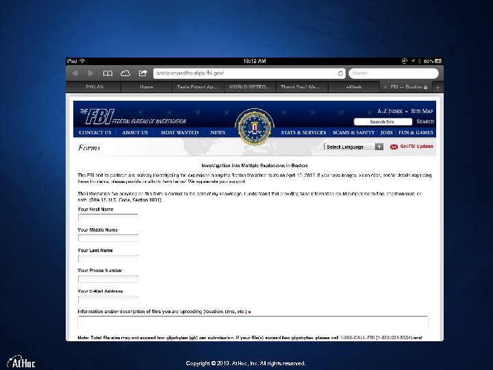 Copyright © 2013. At. Hoc, Inc. All rights reserved. 