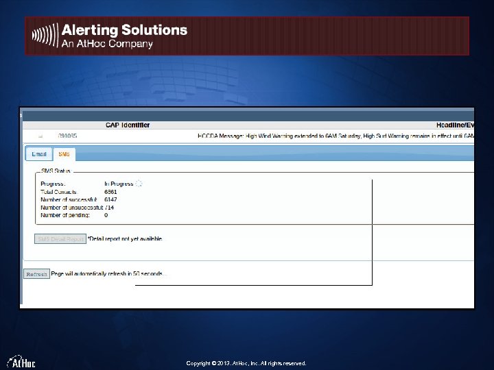 Copyright © 2013. At. Hoc, Inc. All rights reserved. 