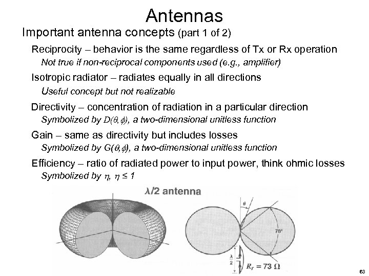 Antennas Important antenna concepts (part 1 of 2) Reciprocity – behavior is the same