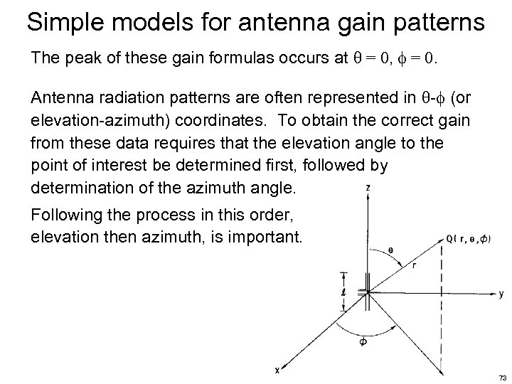 Simple models for antenna gain patterns The peak of these gain formulas occurs at