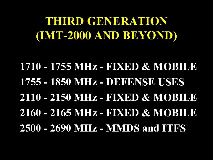 THIRD GENERATION (IMT-2000 AND BEYOND) 1710 - 1755 MHz - FIXED & MOBILE 1755