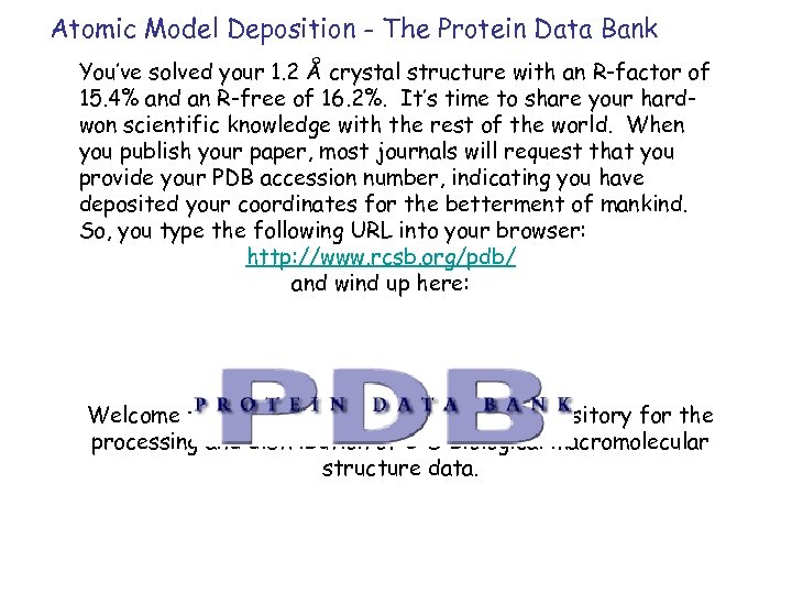 Atomic Model Deposition - The Protein Data Bank You’ve solved your 1. 2 Å