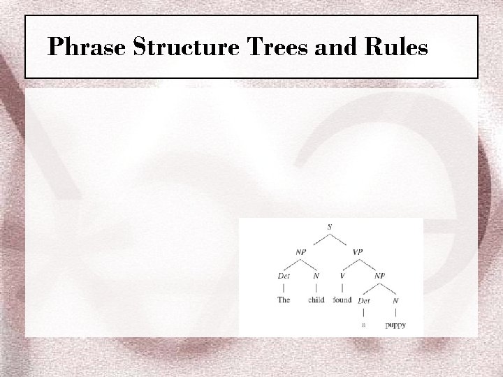 Phrase Structure Trees and Rules 