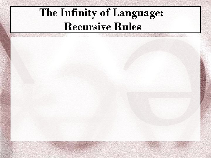 The Infinity of Language: Recursive Rules 