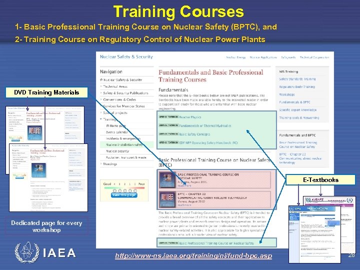 Training Courses 1 - Basic Professional Training Course on Nuclear Safety (BPTC), and 2