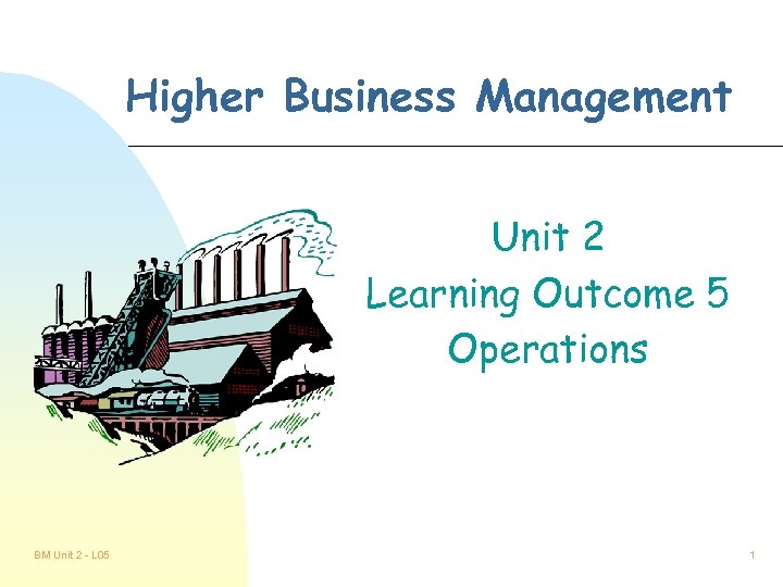 Higher Business Management Unit 2 Learning Outcome 5 Operations BM Unit 2 - L