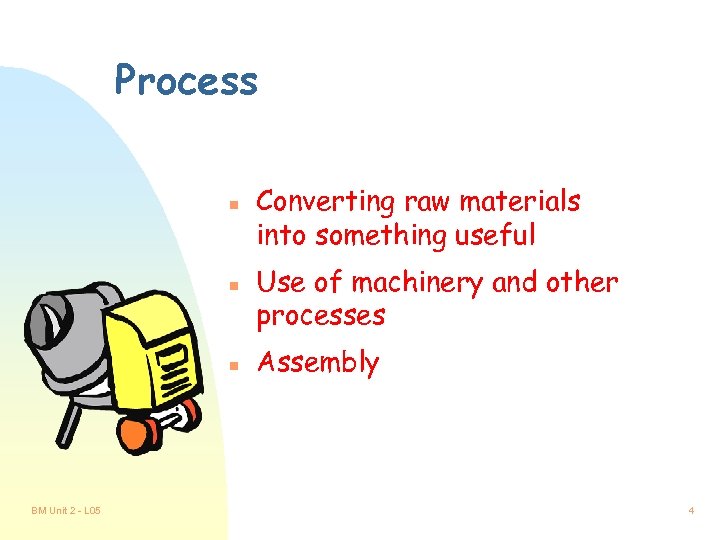 Process n n n BM Unit 2 - L 05 Converting raw materials into
