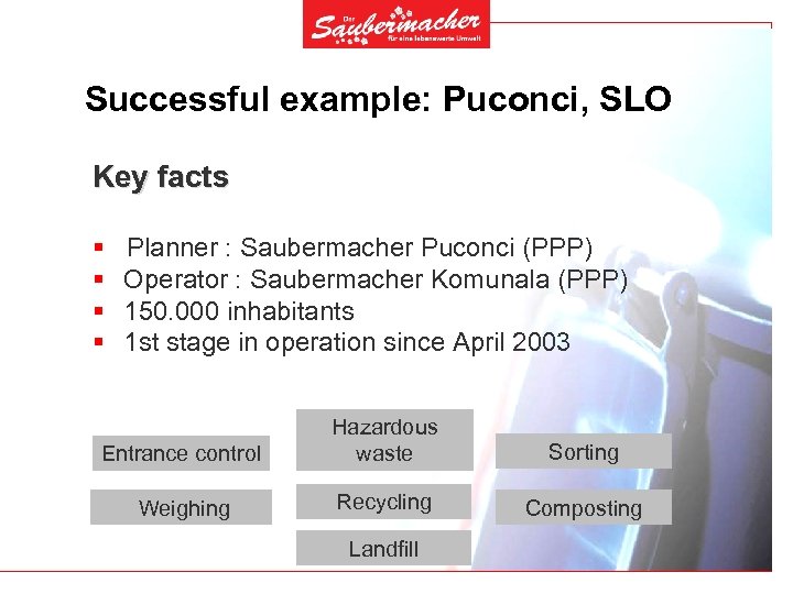 Successful example: Puconci, SLO Key facts § § Planner : Saubermacher Puconci (PPP) Operator