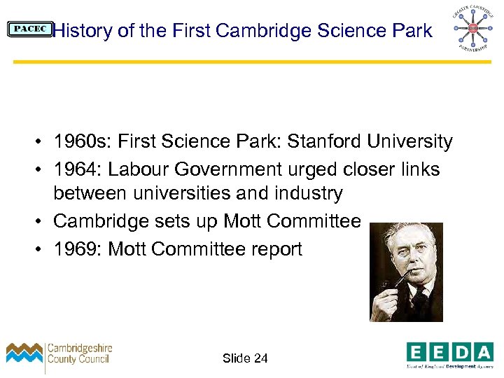 History of the First Cambridge Science Park • 1960 s: First Science Park: Stanford