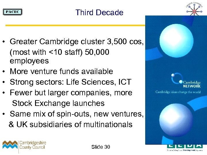 Third Decade • Greater Cambridge cluster 3, 500 cos, (most with <10 staff) 50,