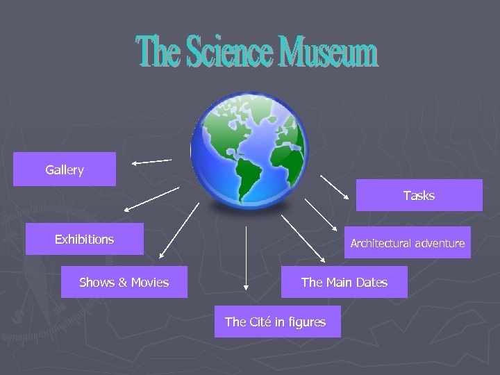 Gallery Tasks Exhibitions Shows & Movies Architectural adventure The Main Dates The Cité in