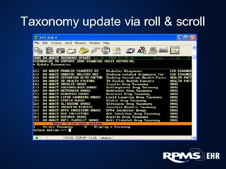Taxonomy update via roll & scroll 