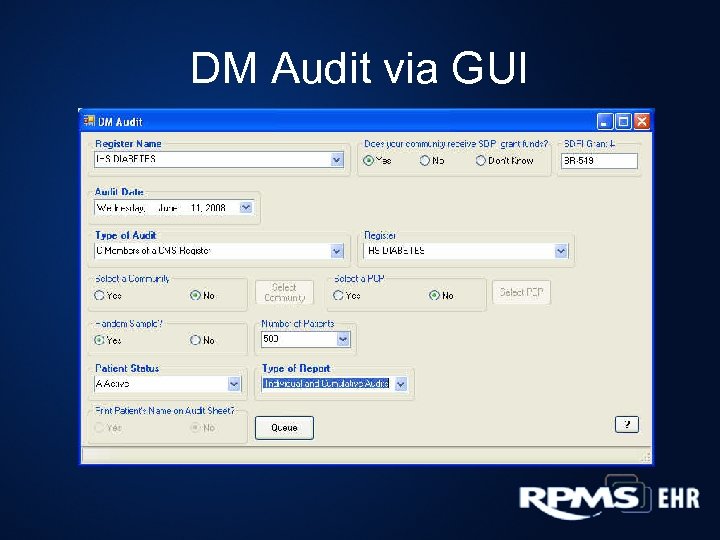 DM Audit via GUI 