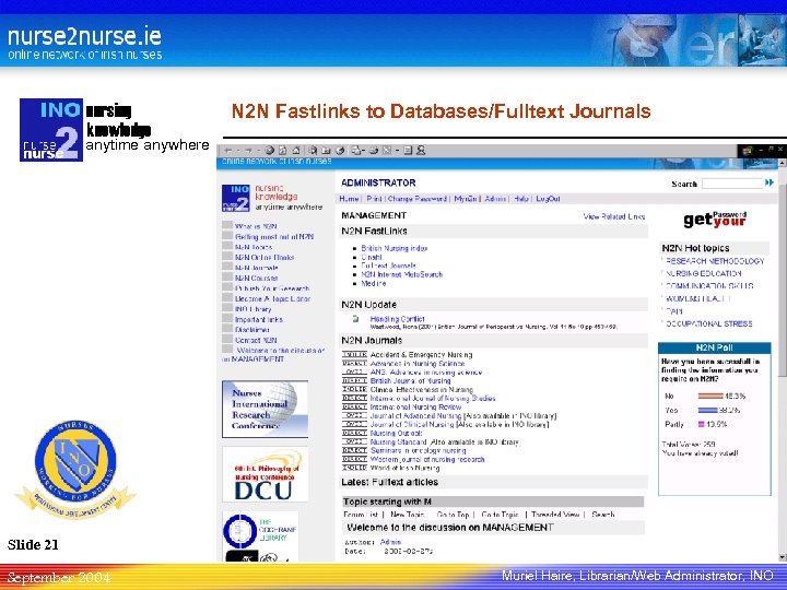 nursing knowledge N 2 N Fastlinks to Databases/Fulltext Journals anytime anywhere Slide 21 September