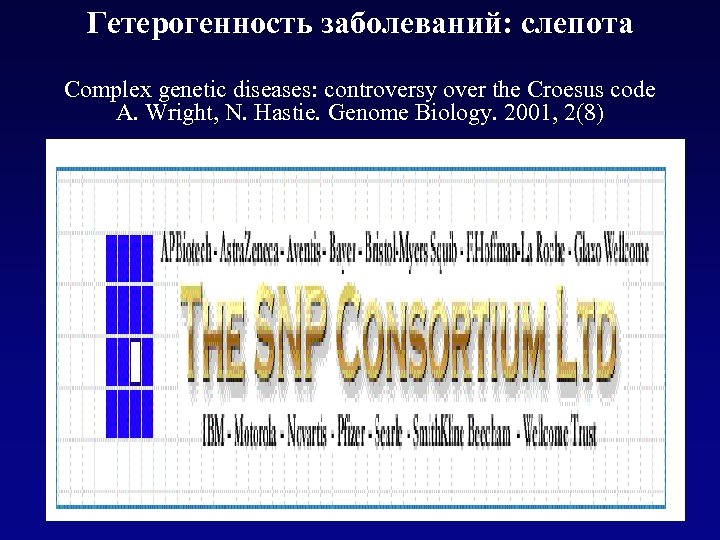 Гетерогенность заболеваний: слепота Complex genetic diseases: controversy over the Croesus code A. Wright, N.