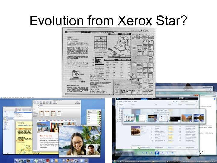 Evolution from Xerox Star? 1981 1985 1987 1992 1998 2007 Mac OS 1. 0