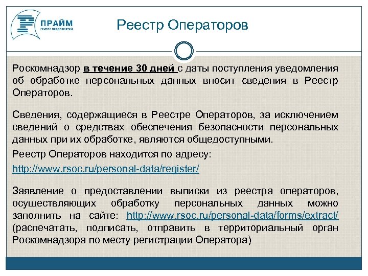 Реестр роскомнадзора операторов персональных