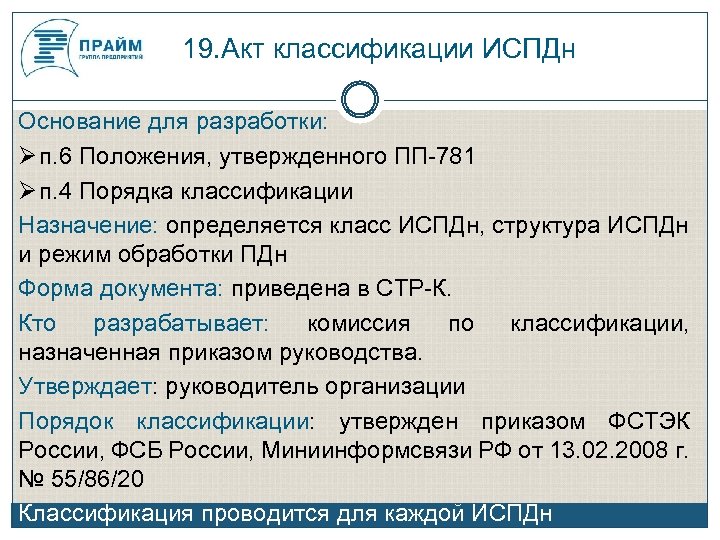 Акт классификации информационной системы обрабатывающей пдн образец