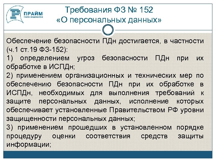 Требования к обработке персональных данных