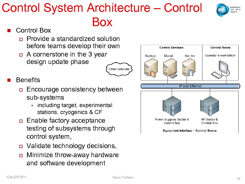 Control System Architecture – Control Box n Control Box o Provide a standardized solution