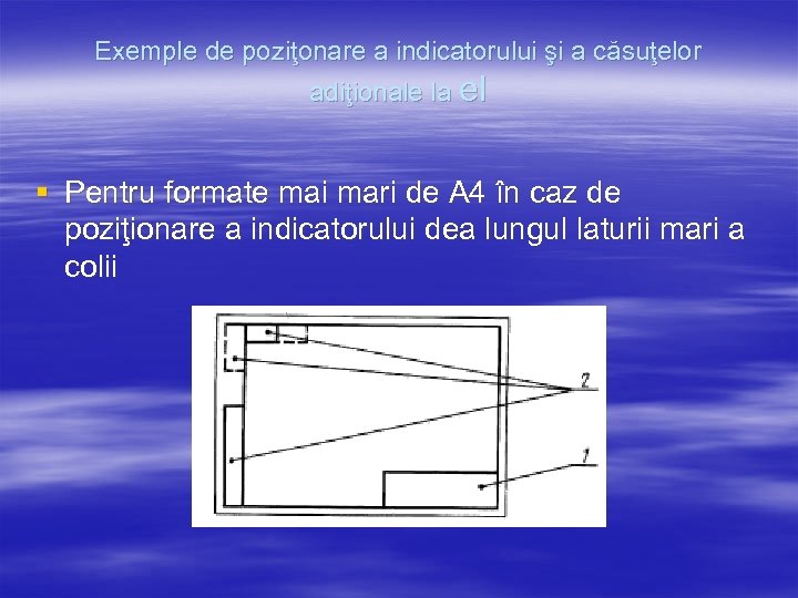 Exemple de poziţonare a indicatorului şi a căsuţelor adiţionale la el § Pentru formate