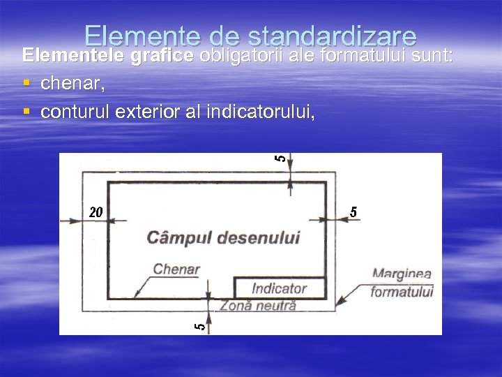 Elemente de standardizare Elementele grafice obligatorii ale formatului sunt: § chenar, § conturul exterior