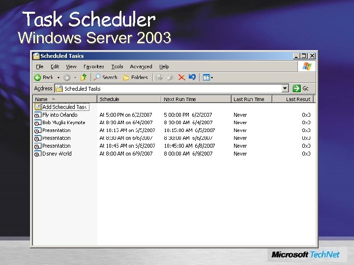 Task Scheduler Windows Server 2003 